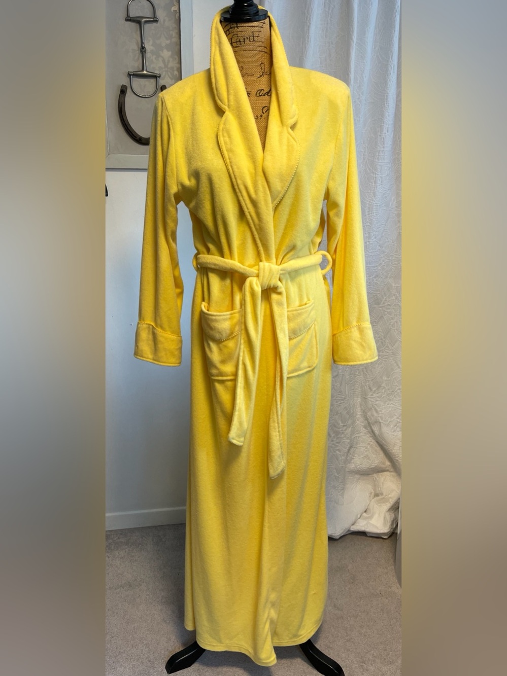 La Vie en Rose Cotton Blend Stretch Terry Robe Pool Swim Spa Size M
